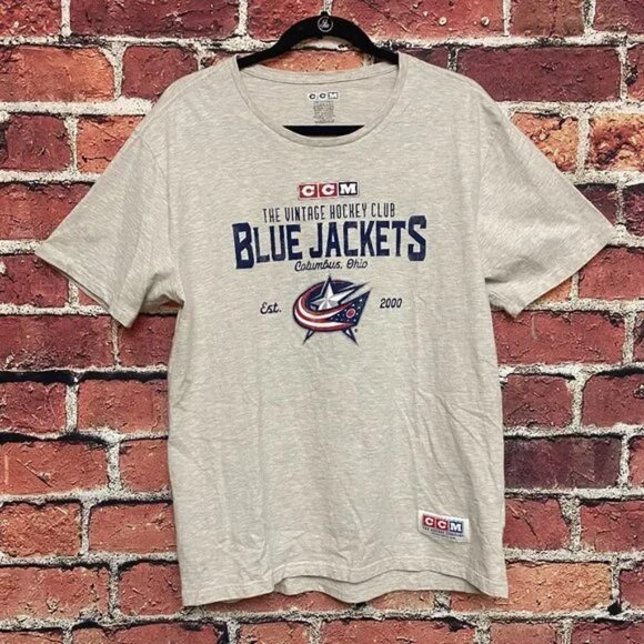 Columbus Blue Jackets T-Shirt Adult Men Large L Gray White NHL Hockey - Picture 1 of 5